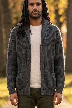 Aran Crafts Ireland Merino Wool Shawl Cardigan Mens Sz L Fisherman Grandpacore